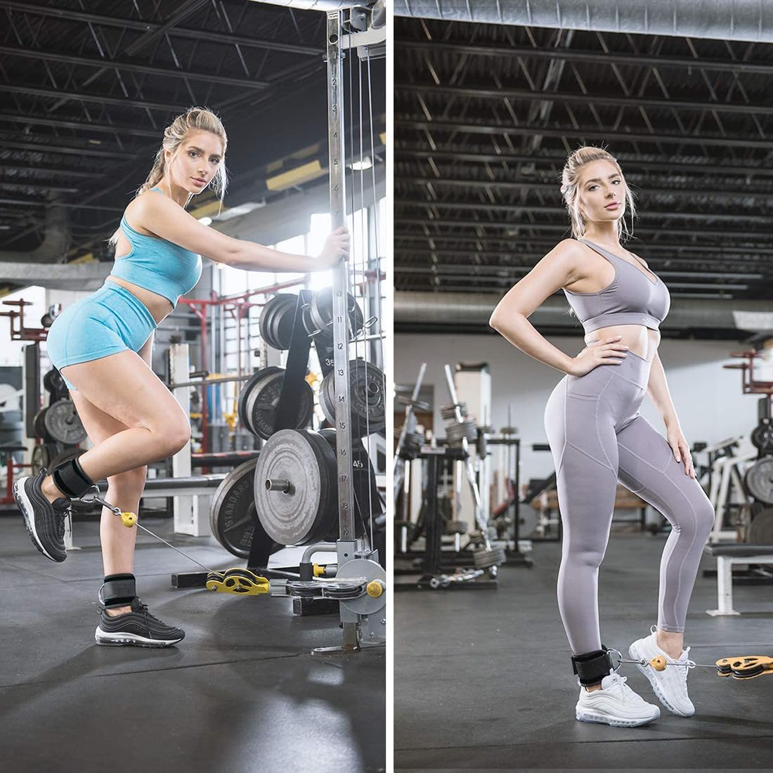 EastyGold Ankle Straps Ankle Resistance Bands Wrist Cuffs Padded Straps Adjustable Fitness Glute Kickback D-Ring for Cable Machine Gym Foot Leg Training Brace Support 1 Pair