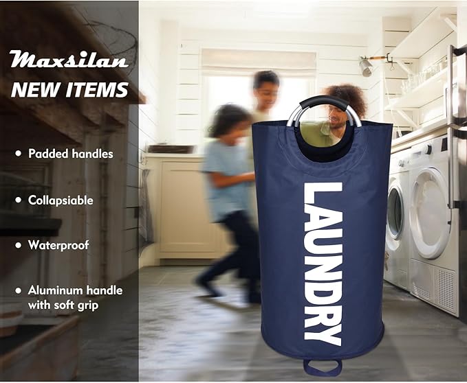 90L Large Laundry Basket, Freestanding Tall Clothes Hamper, Collapsible Laundry