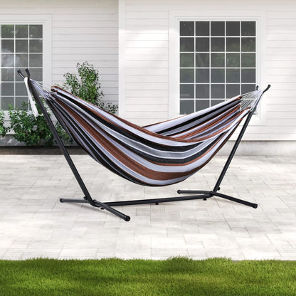 OUTDOOR WIND 550lbs Capacity Double Hammock Adjustable Hammock Bed with 10ft Heavy Duty Steel Stand Includes Portable Carrying Case, Easy Set up
