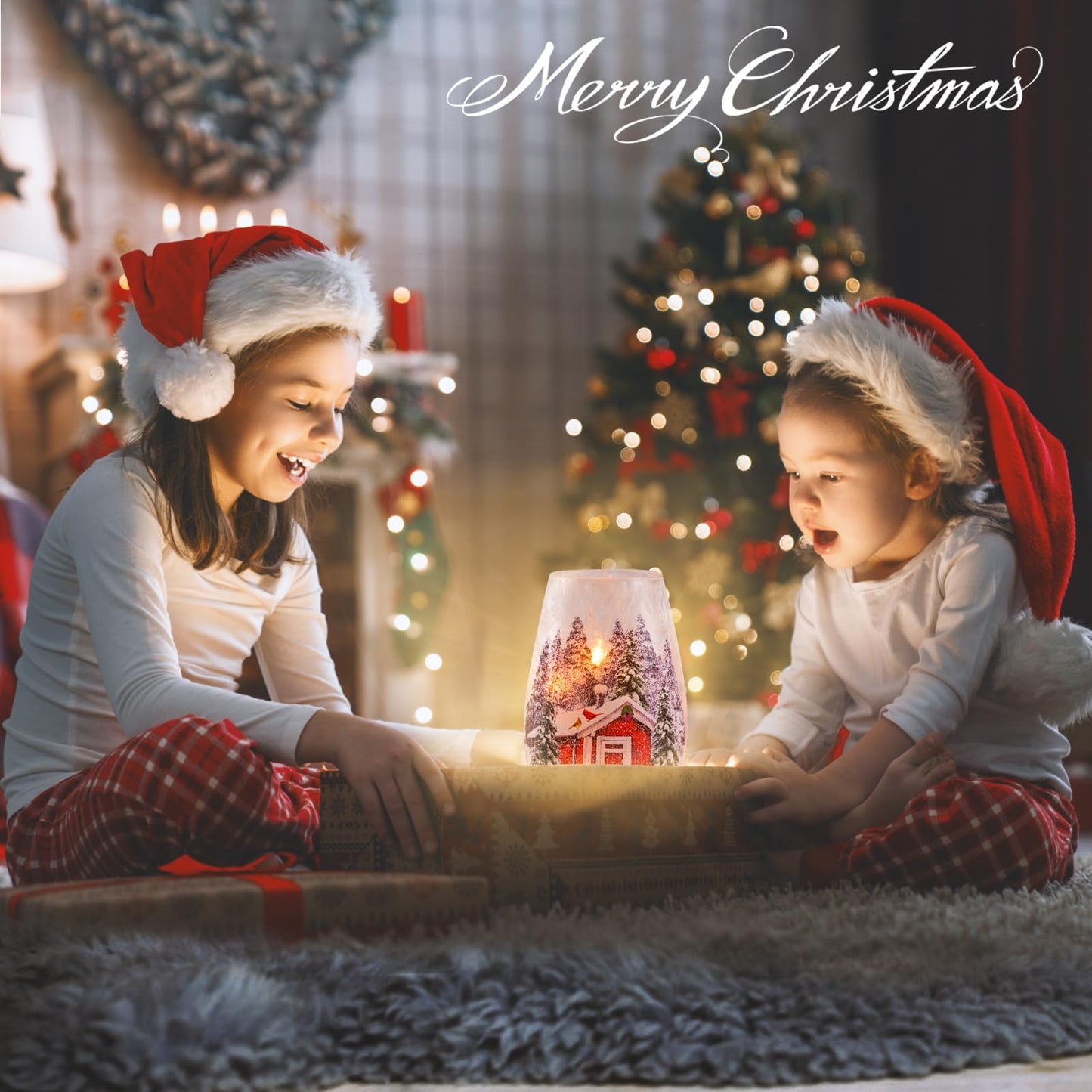 Wonder Solar Christmas Crackle Glass Lights Decorations Snowman Indoor Crackle Glass Vase LED Lighted Holiday Lamp Night Lights for Xmas, Christmas Lighting Decorations Indoor