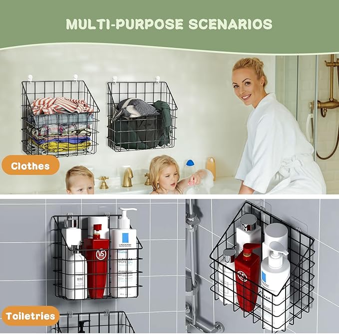 2 Pack Bath Toy Storage Organizer Basket, Large Metal Bathtub Toy Holder