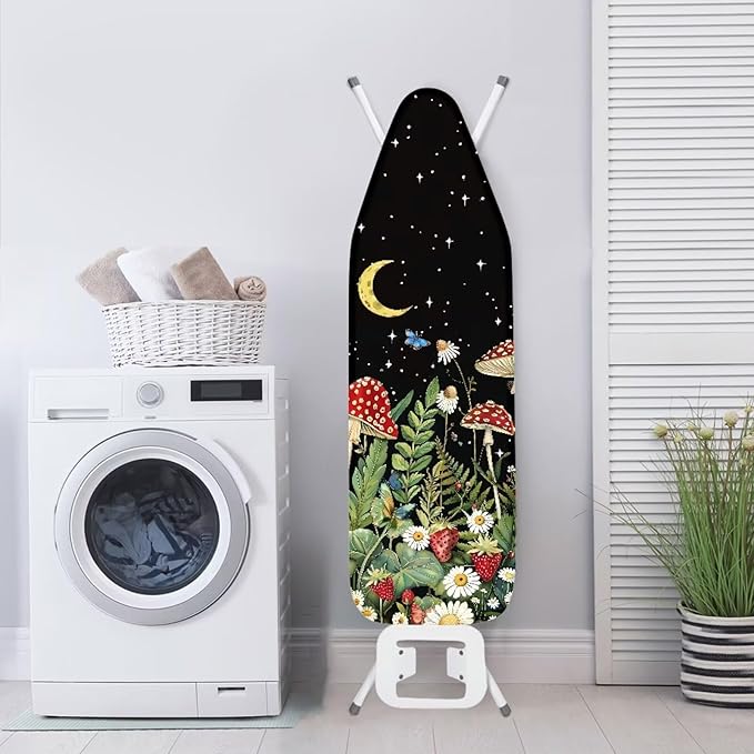 Moon Mushroom Durable Iron Board Cover Non Stick Scorch Easy-Fit Ironing Board