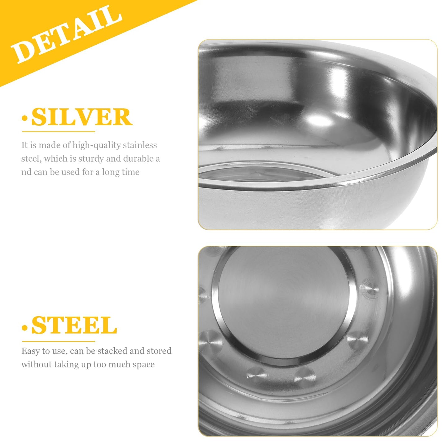 UPKOCH Stainless Steel Basin 10.62 Inch Multipurpose Kitchen Soup Bowl for Mixing Egg Beating Flour Vegetable Washing and Food Prep
