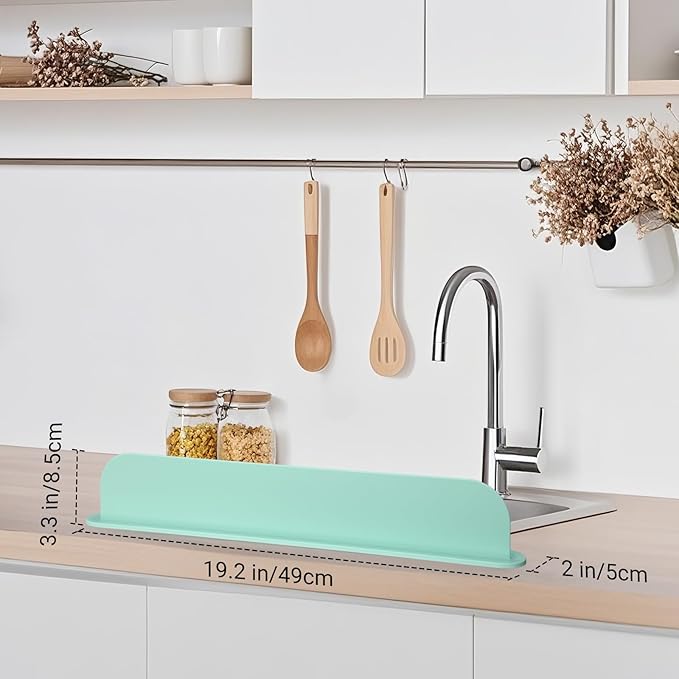 19.29 inch Kitchen Sink Splash Guard, Silicone Sink Baffle Splash Guard