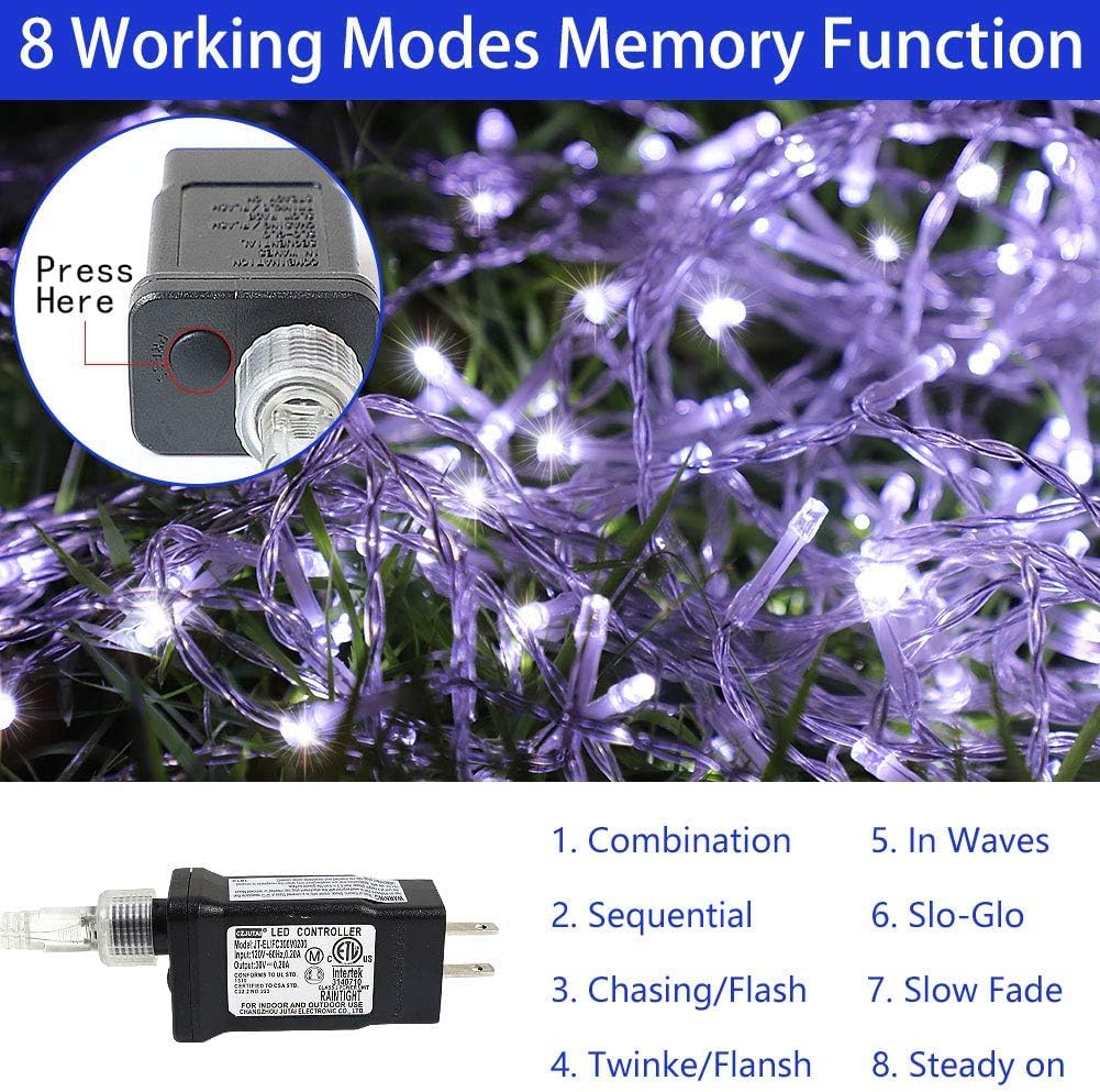PUHONG Christmas Decorations, Christmas Star Lights Outdoor, 320 LED Christmas String Lights[8 Modes & Waterproof] for Halloween Xmas New Year Holiday(Iron) (White)