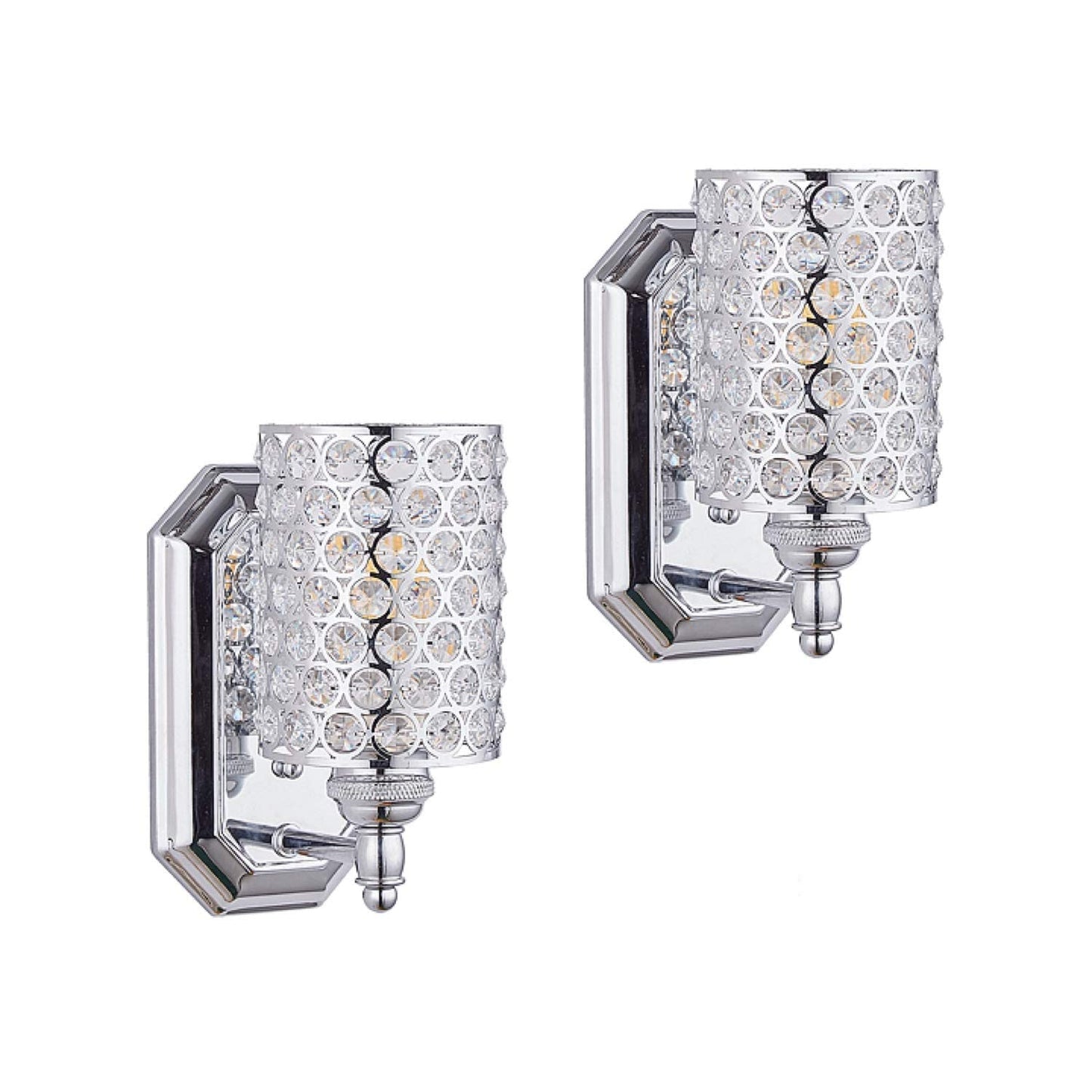Crystal Wall Sconce Chrome Dry&Wet Dual Use 2 Pack 1 Light UL Certified