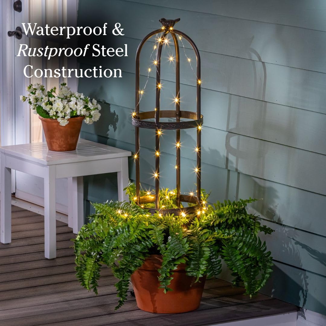 Evergreen 7 Feet Garden Metal Garden Obelisk Trellis for Climbing Plants Outdoor | Indoor Plant Trellis for Potted Plants | Floral Pattern Arch Trellis | Bronze