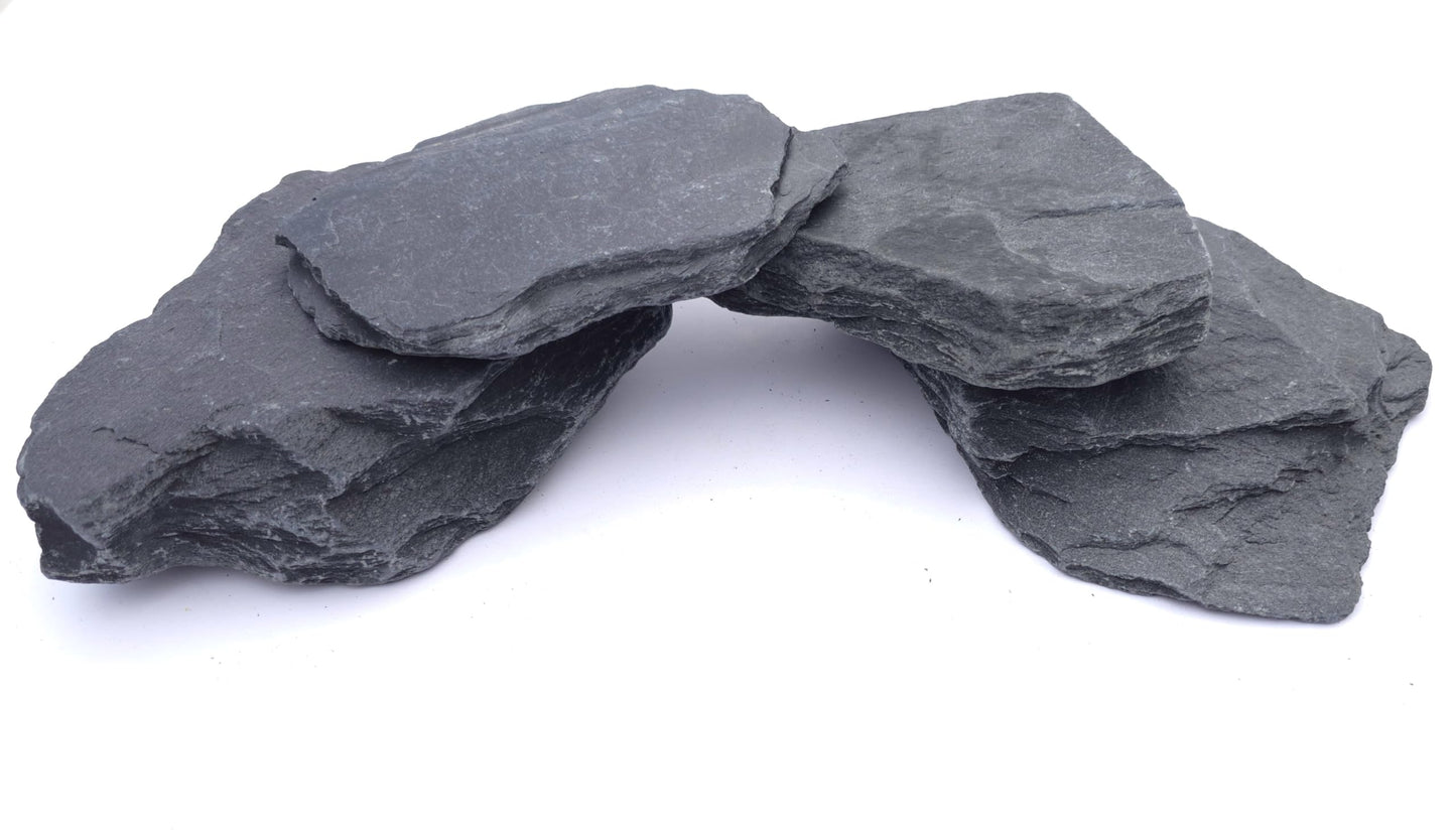 Natural Slate Stone 5 to 7 Inches - USA Sourced and Packaged for Aquascaping Aquariums, Terrariums, Paludariums, Reptile Enclosures, and Gardens (5lbs)