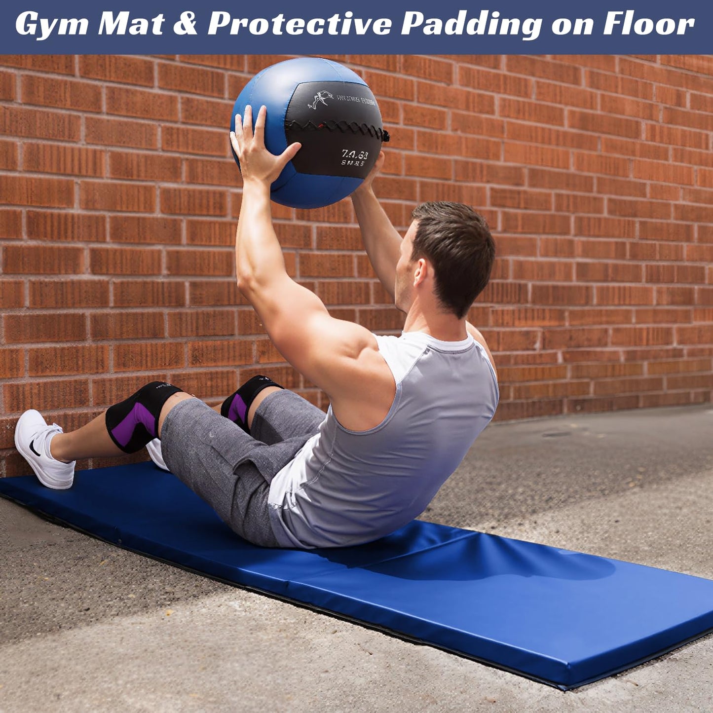 ybaymy 2" Thick Wall Padding, Wall Pads for Gym Basketball Court Garage Wall Mount Protector, Anti Collision Mat for Kids Foldable Exercise Mats for Taekwondo Garage (Blue)