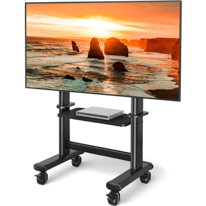 Mobile TV Cart Rolling TV Stand with Wheels for 55-120 Inch LCD LED Flat Curved Screens up to 250 lbs, Max VESA800x600 mm Heavy Duty Portable Floor TV Stand Large Base Trolley Height Adjustable