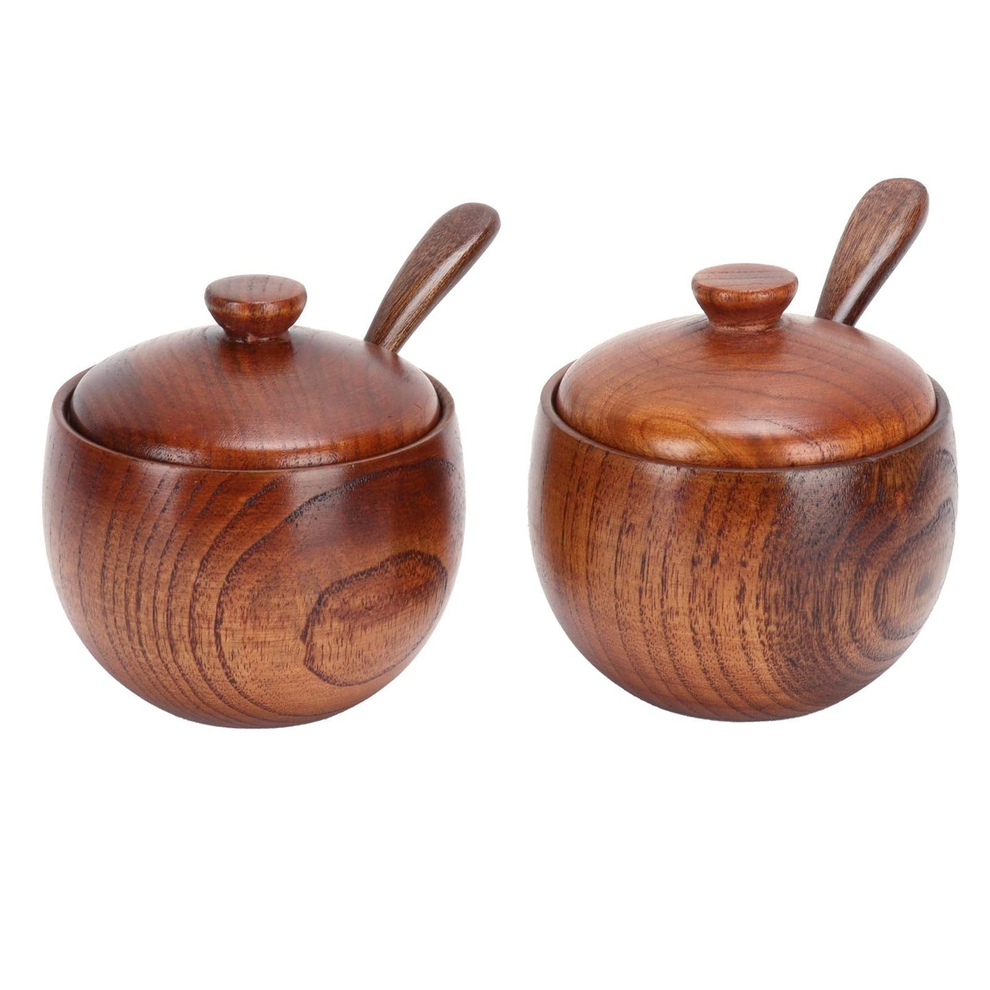 Gsycle Salt Cellar, 2set Spice Jar Spice Box Salt Container Wood Salt Bowl Salt and Pepper Bowls with Lid and Spoon Salt Wooden Bowl with Lid