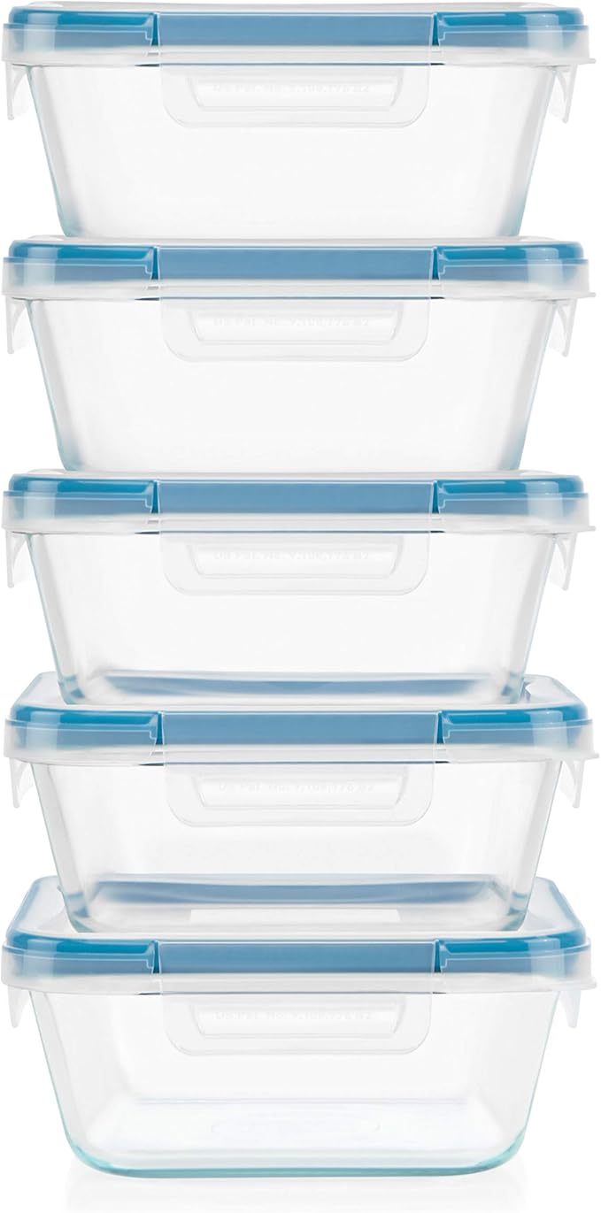 Snapware Total Solutions Glass Food Storage Containers Set, Airtight &