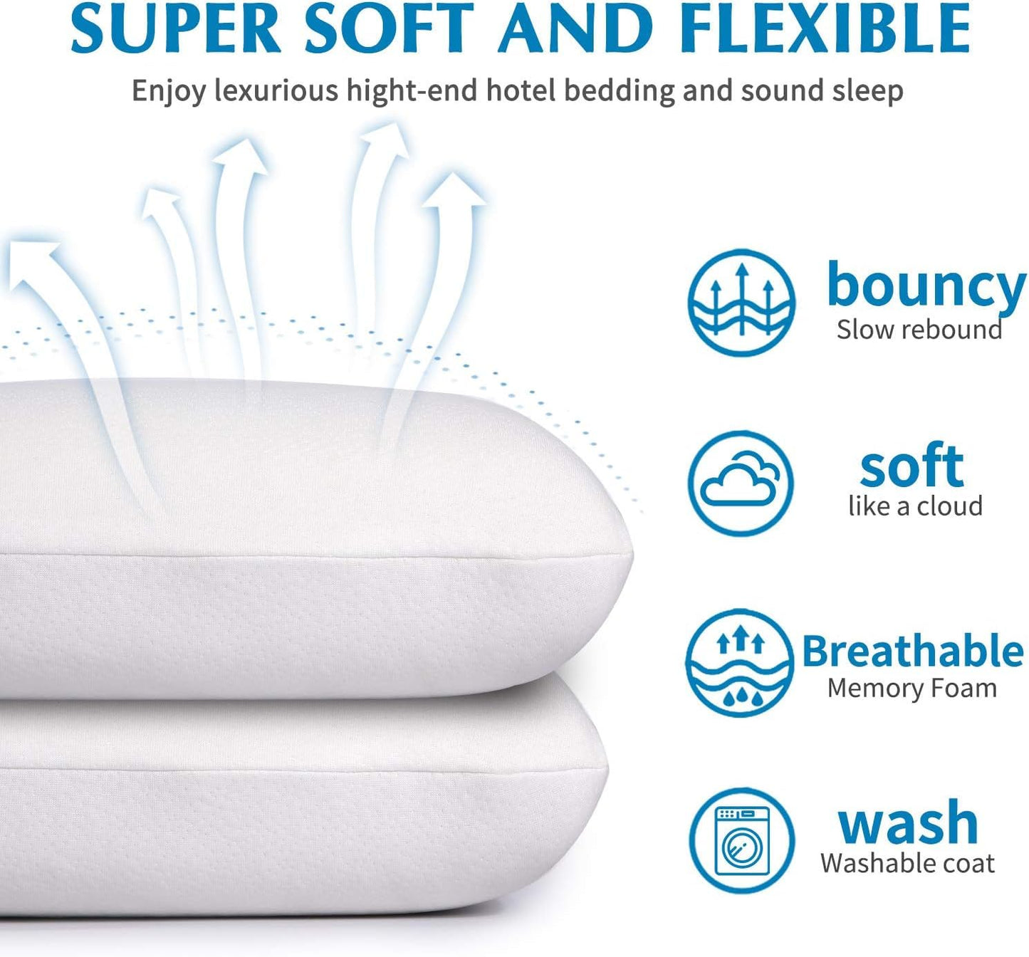 Findigit Memory Foam Neck Support Pillow King Size (27.55x15.74inch), Ergonomic Orthopedic Neck Support Sleeping Bed Pillows, for Side Back Stomach Neck and Shoulder Sleeper