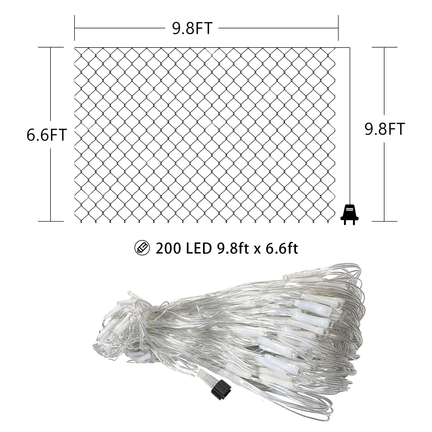 Net Mesh String Lights Waterproof, 200 Light Bubbles, 8 Lighting Modes, for Indoor Outdoor, Curtain, Christmas Tree, Bush, Party, Wedding, Fairy, Wall Decoration (9.8 ft x 6.6 ft, Blue)