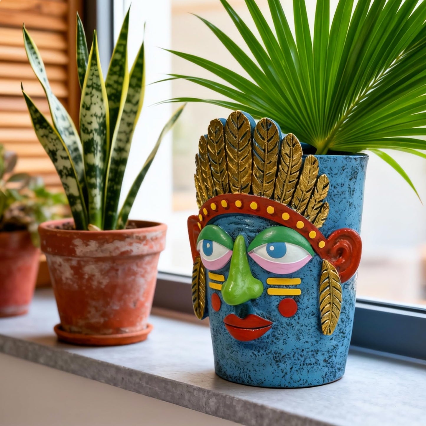 U WONDERFUL Unique Plant Pots - Abstract Picasso Face Flower Pot, Funky Planters for Indoor Plants, Cool Head Planter for Outdoor Garden & Home Decor