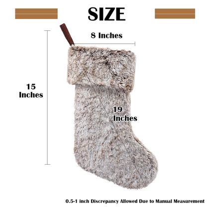 GMOEGEFT Christmas Stocking 20 Inches Brown Plush Faux Fur Xmas Tree Holiday Decorations