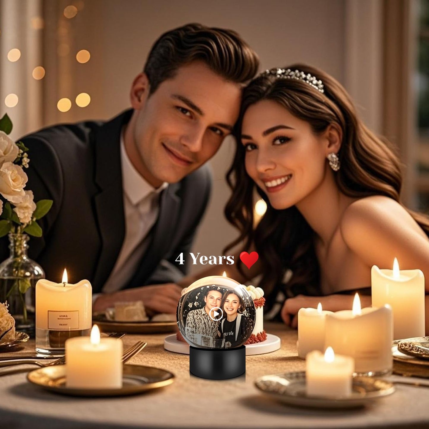 LOCZAR Memory Sphere Lamp, Crystal Ball Video Player 2.8" Memory Orbs Ornament 4GB Uploadable Videos & Photos, Personalized Unique Desk Night for Couples Friends Birthday Christmas (White Memory Orb)