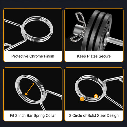 Uboway Olympic Dumbbell Handles: 20" Dumbbell Set for 2" Olympic Weight Plates, Weight Lifting Handles with 2 Pair of Spring Collars, Home Gym Accessories