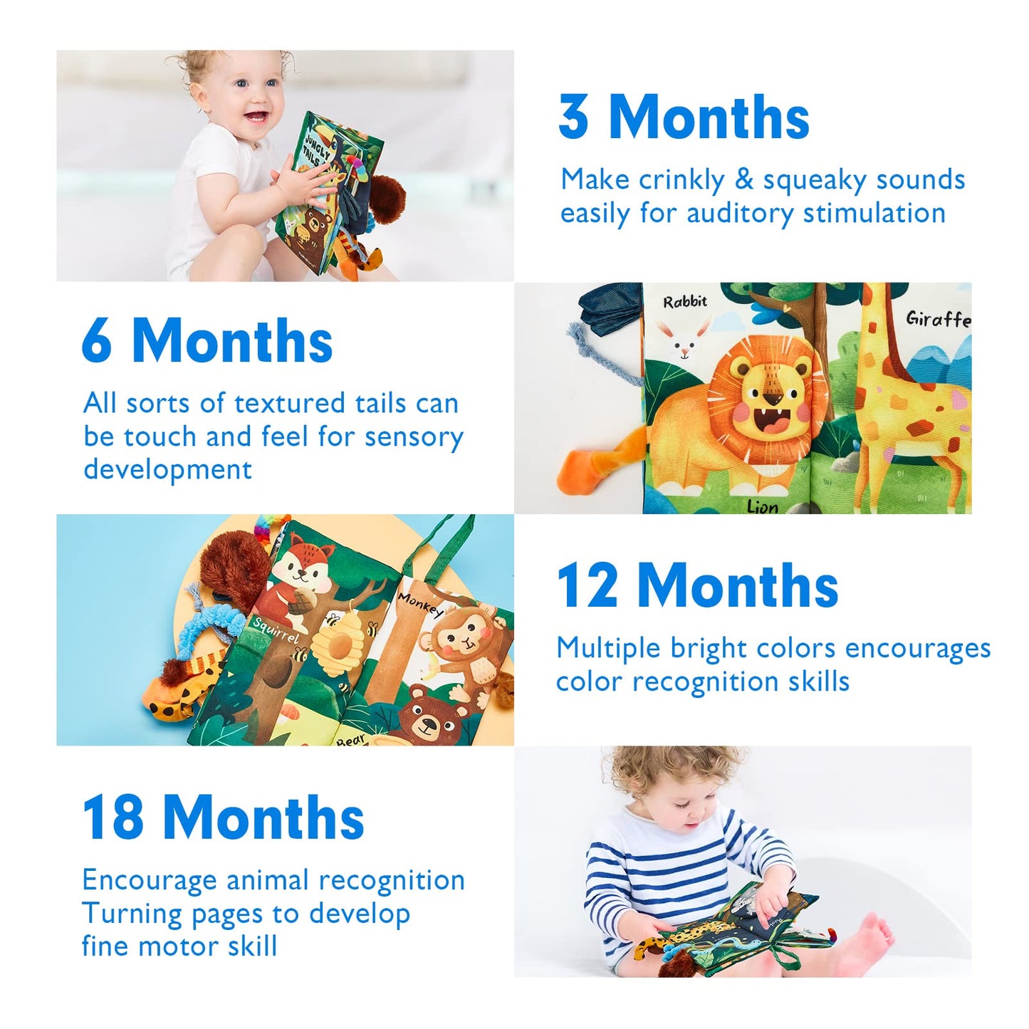 hahaland Baby Books 0-6 Months, Infant Tummy Time Toy High Contrast Sensory Toys 6 to 12 Months Touch Feel Book Babies Travel Toy Gifts for Boy Girl 0-3 Month Baby Shower Birthday Gifts (Single Book)