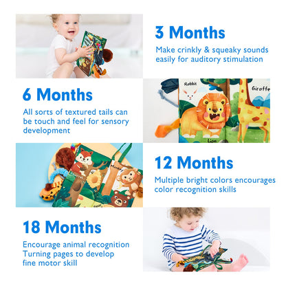 hahaland Baby Books 0-6 Months, Infant Tummy Time Toy High Contrast Sensory Toys 6 to 12 Months Touch Feel Book Babies Travel Toy Gifts for Boy Girl 0-3 Month Baby Shower Birthday Gifts (Single Book)