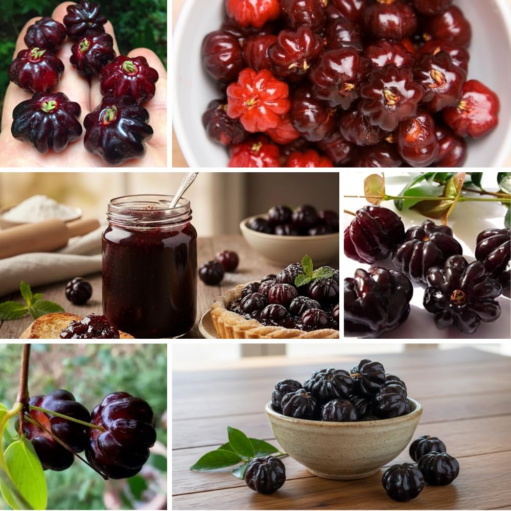 Black Surinam Cherry Plant Live, Cherry Fruit Trees Live Plants, 22-26 Inc Tall, Well - Rooted in 1 Gallon Pot, Edible and Sweet Fruit for Outdoor Garden and Container Growing