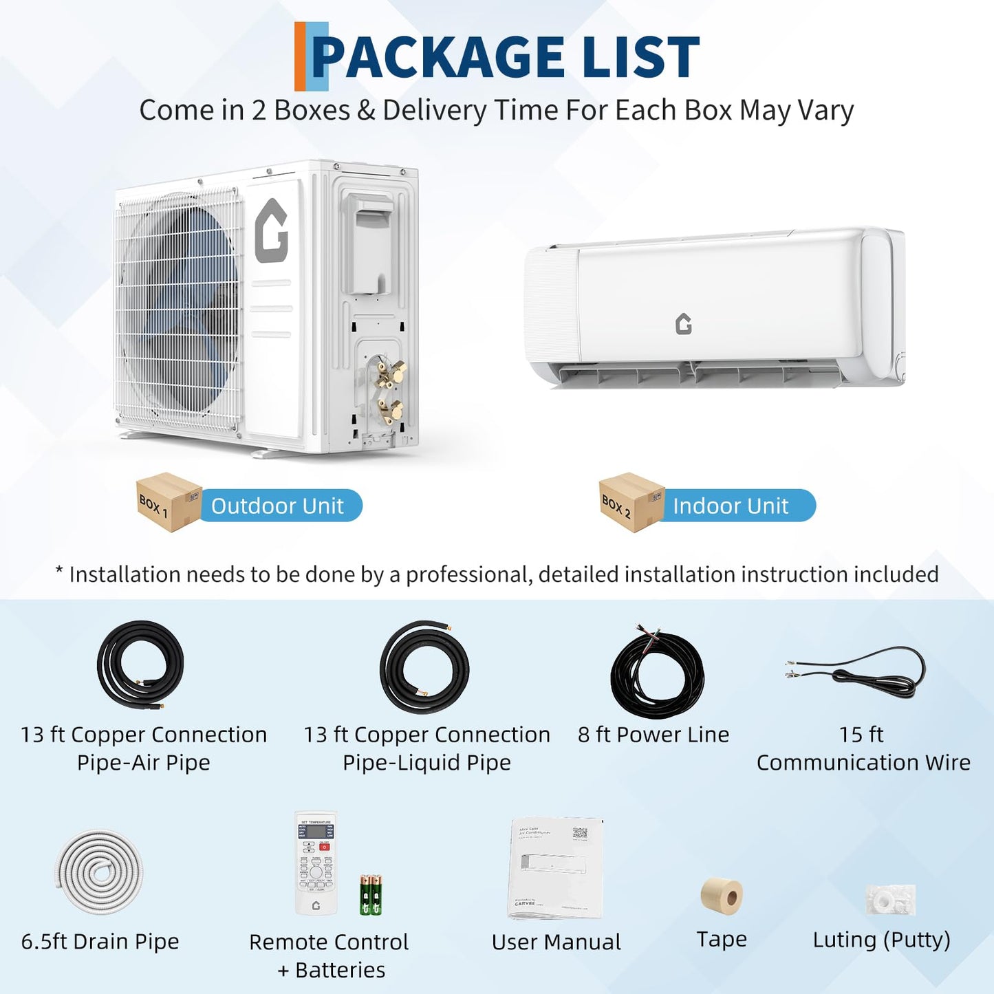 Energy-Efficient 24,000 BTU Mini Split Central Air Conditioner & Heater – 19 SEER, 230V Ductless Inverter, WiFi & Alexa Compatible, Quiet Cooling/Heating for up to 1,500 Sq.Ft, Remote Control,