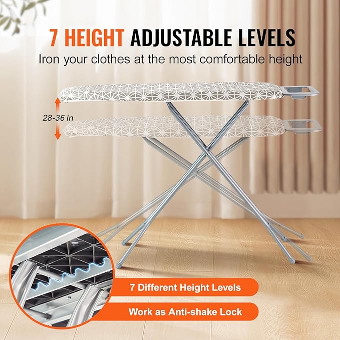 VEVOR Ironing Board with Large 43 x 13 Ironing Surface, Thickened 4 Layers Iron