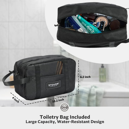 STOVER 45/80/100L Rolling Duffel Bag with Wheels, X-Large Durable Travel Duffle + Toiletry Bag, Heavy Duty, Packable with Shoulder Straps- Use as Luggage or Backpack, Men/Women (Black)