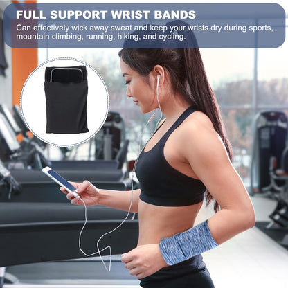 PATIKIL 6"x 4" Wrist Pouch, 2 Pcs Wrist Wallet Sports Wristband Wallet with Zipper Pocket for Running Jogging Hiking Cycling Yoga, Black
