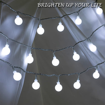 Ogrmar 49 ft 100 LED Globe Ball String Lights 8 Modes Fairy String Lights with Remote, Timer Function & Connectable for Indoor Outdoor Wedding Birthday Christmas Tree Garden Decor (100, White)