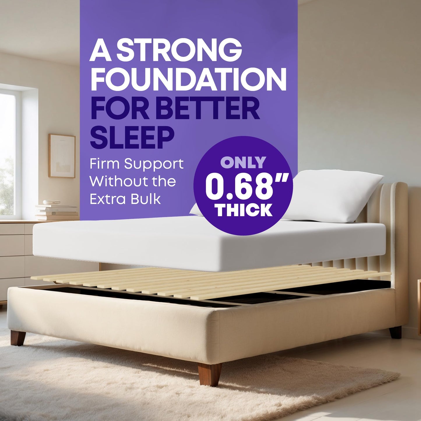 Greaton, Wooden King Bed Slats for Support Under Mattress – Replacement Wood Slats for King Size Bed Frame – Under Mattress Support Without Extra Height – 2.38-Inch Standard Width