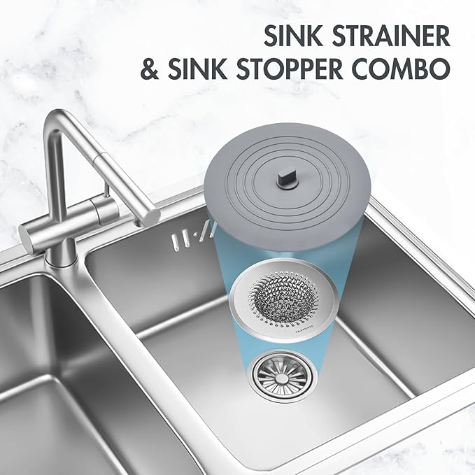 TRAPMATE Kitchen Sink Drain Strainer & Sink Stopper, Revolutionary Stainless