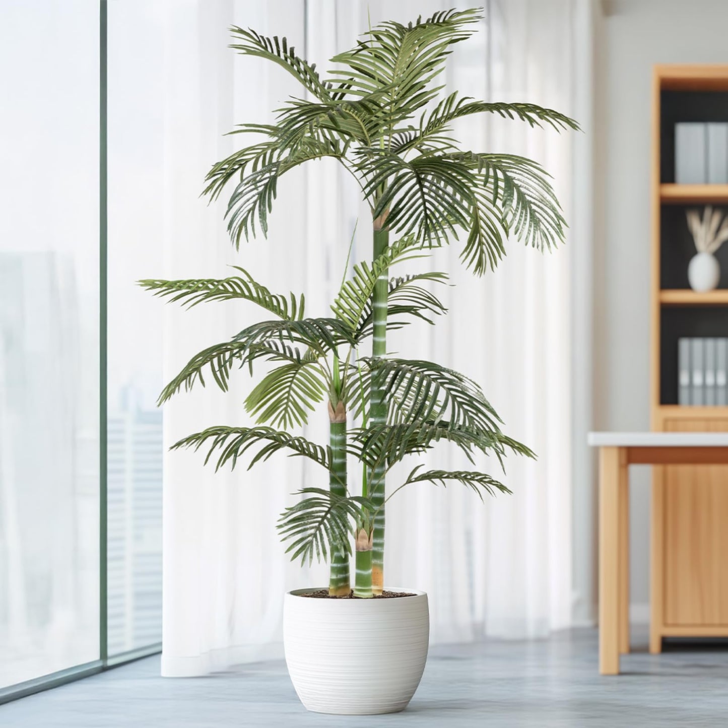 Artificial Palm Tree, Tall Tropical Palm Tree Faux Palm Plant for Indoor Outdoor Office House Living Room Home Decor