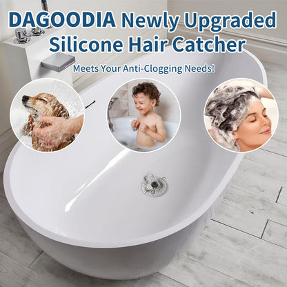 Bathtub Drain Hair Catcher,Tub Shower Drain Hair Trap/Strainer,3PCS Silicone Collapsible Tub Hair Catcher Drain Protector Designed for 1.47" to 1.75'' Regular Drains(Dark Gray)