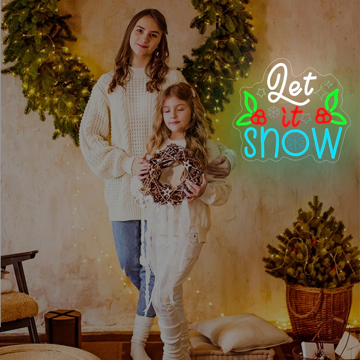 Let It Snow Neon Sign Christmas Neon Sign Dimmable for Wall Decor Led Sign christmas Neon Window Lights Up Sign for Party Bedroom Kids Gift Living Room Winter Home