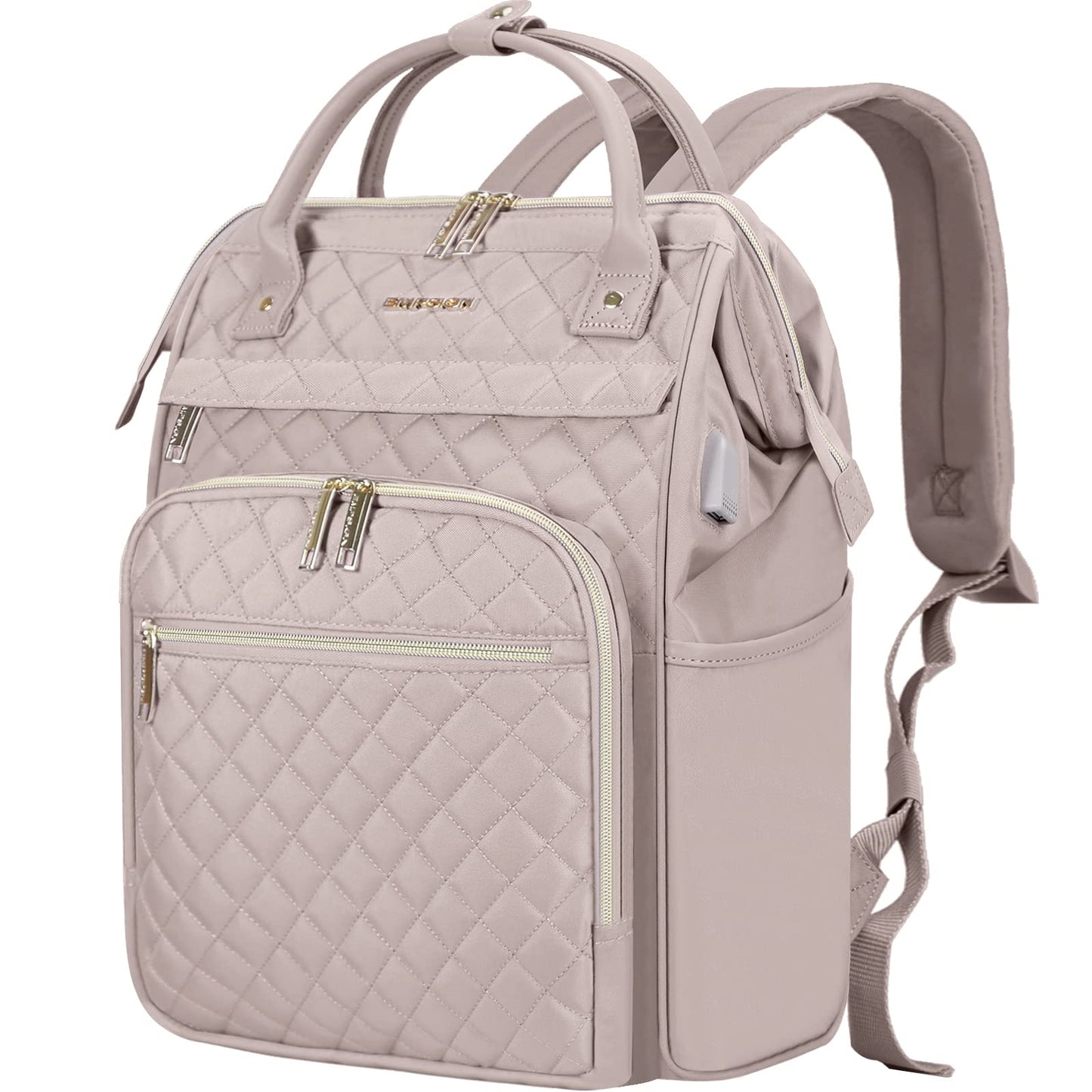 EMPSIGN Laptop Backpack Women 17 Inch, Large Laptop Rucksack Wide Open, College School Backpack with USB Charging Port, Water Repellent Travel Business Work Bag Computer Bookbag for Men, Dusty Pink