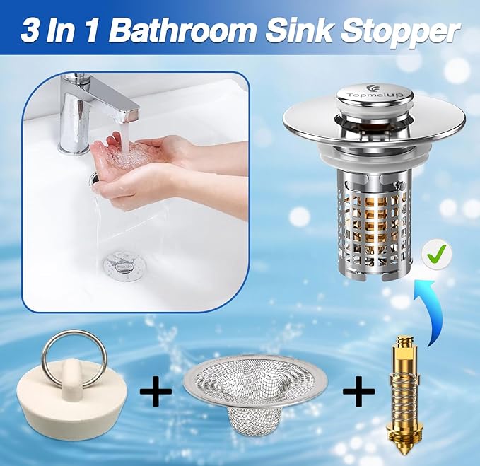 Sink Stopper Hair Catcher, Pop-up Sink Drain Strainer