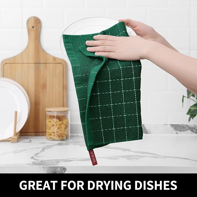 Homaxy 100% Cotton Terry Kitchen Dish Cloths, Ultra Soft and Absorbent Dish