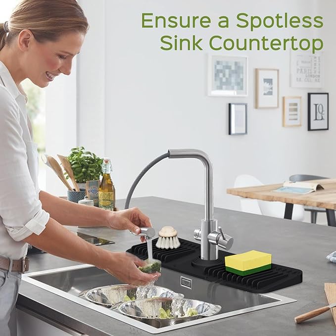 18 Inch Silicone Faucet Mat for Kitchen Sink Splash Guard – 2025 Upgraded
