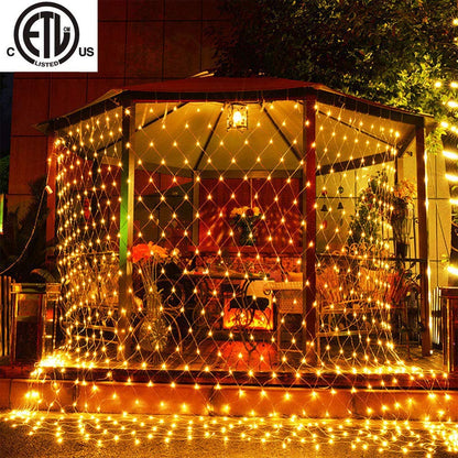 LED Net lights, 200 LED Christmas Light Fairy String Decorative Mesh Warm White for Cocktail Party Birthday BBQ Bistro Cafe 9.8ftx 6.6ft