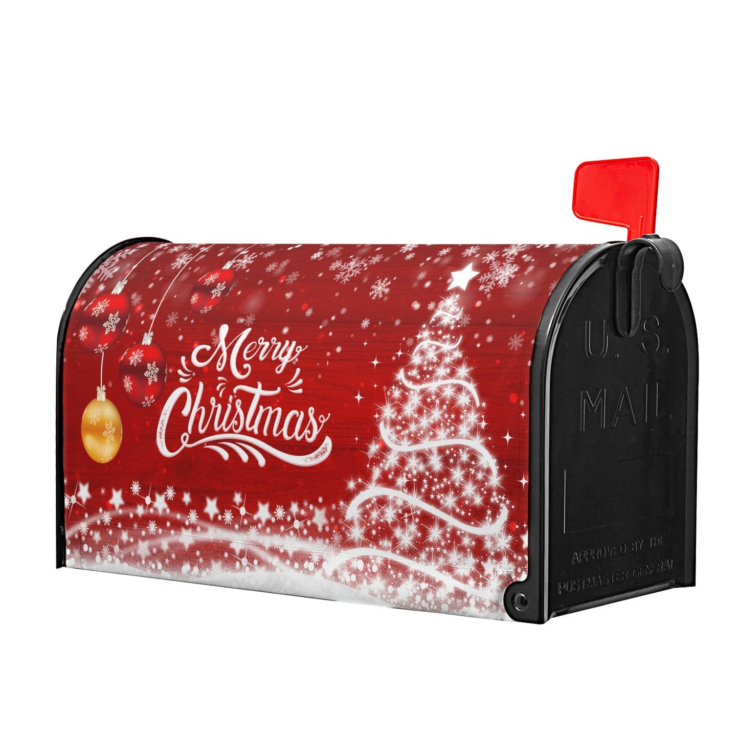 Merry Christmas Mailbox Covers Magnetic Standard Size 18" X 21" Winter Snowflake Pine Mailbox Wraps Holiday Xmas Letter Post Box Cover for Home Garden Outdoor Yard