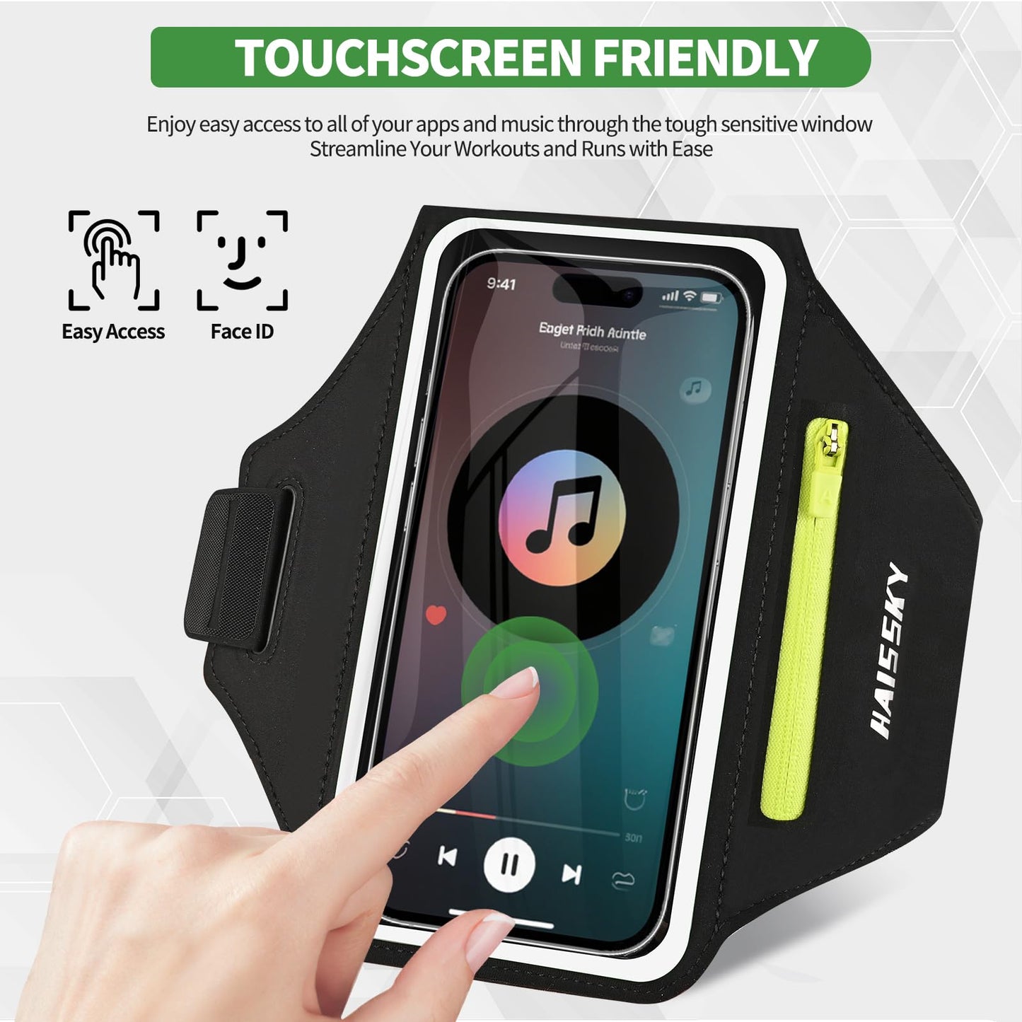 Kebrela Running Armband with Earphone Bag for iPhone 16/15/14 Max/Pro/Plus & Galaxy S20/S10, Touchscreen Compatible, Phone Holder for Running with Card Slot & Key Pockets, Fit Up to 6.9 Phone