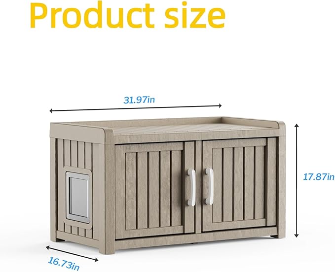 2 Doors Shoe Storage Bench - 2 Side Door Hidden Furniture Cabinet with Storage, Waterproof Entryway Bench with Seat for Indoor Outdoor, End of Bed Footrest Stool for Bedroom, Hallway, Grey