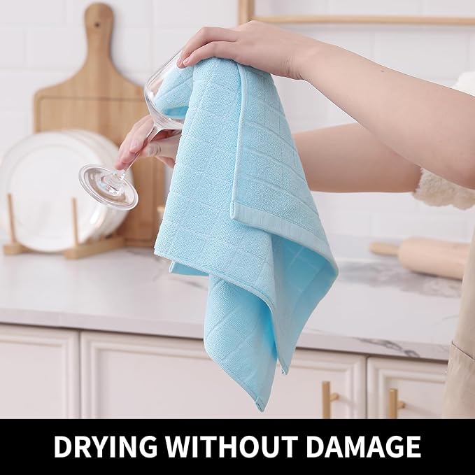 Homaxy 100% Cotton Terry Kitchen Towels, Checkered Designed, Soft and Super