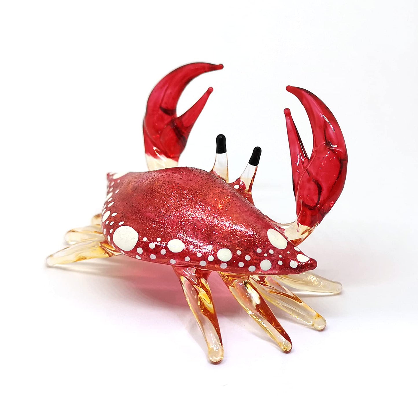 ZOOCRAFT Glass Crab Figurine Red Hand Blown Painted Art Miniature Coastal Style Gift Home Decoration,1.7 x 2.5 x 1.4 inches.