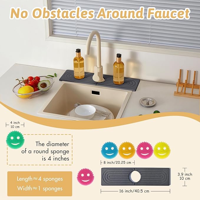Faucet Mat for Kitchen Sink, Quick Drying Stone Sink Tray, Water Absorbent Soap