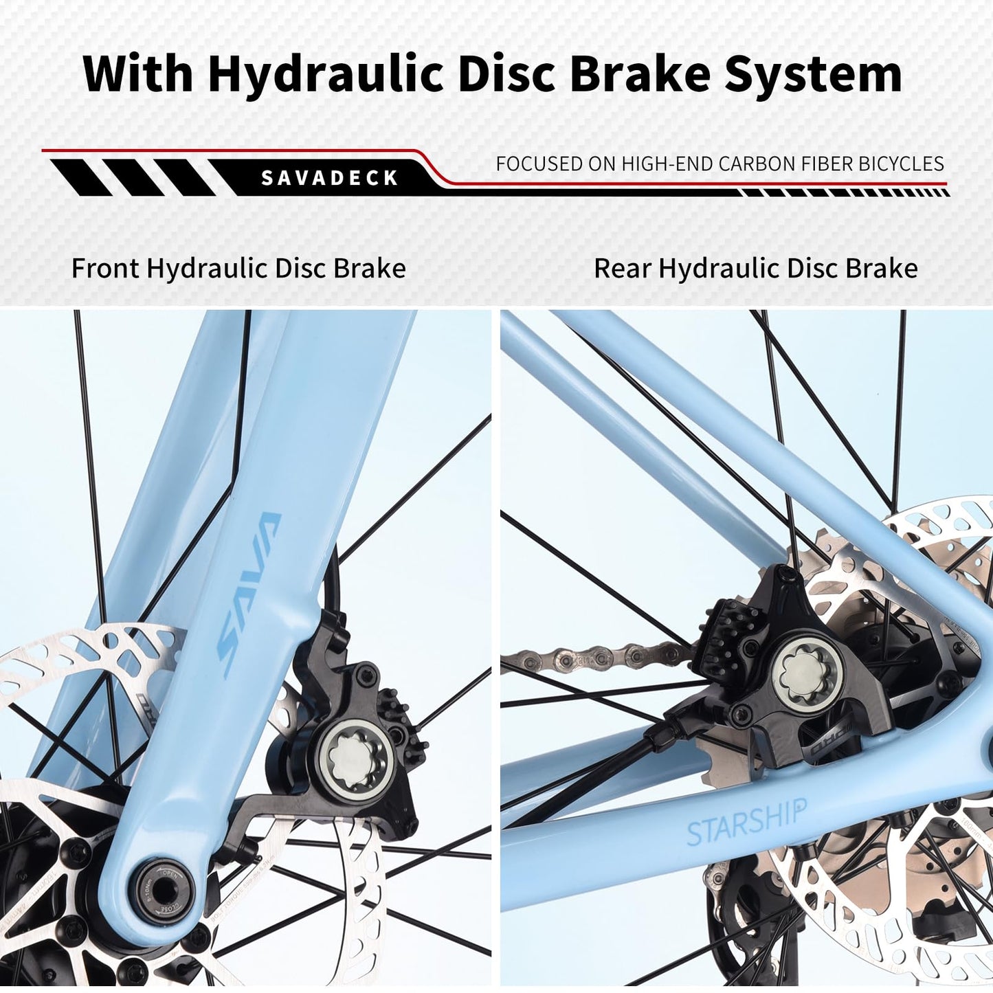 SAVADECK Carbon Fiber Lightweight Road Bike – Full Carbon Frame, Fork, Handlebar & Seatpost, Hydraulic Disc Brake with Shimano 105 R7100 24-Speed Drivetrain – Racing Bicycle for Adults(White,56cm)