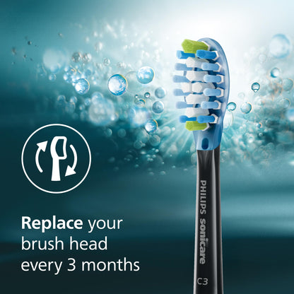 Philips Sonicare Genuine C3 Premium Plaque Control Toothbrush Heads, One Year Supply, 2 Brush Heads, Black, HX9044/95
