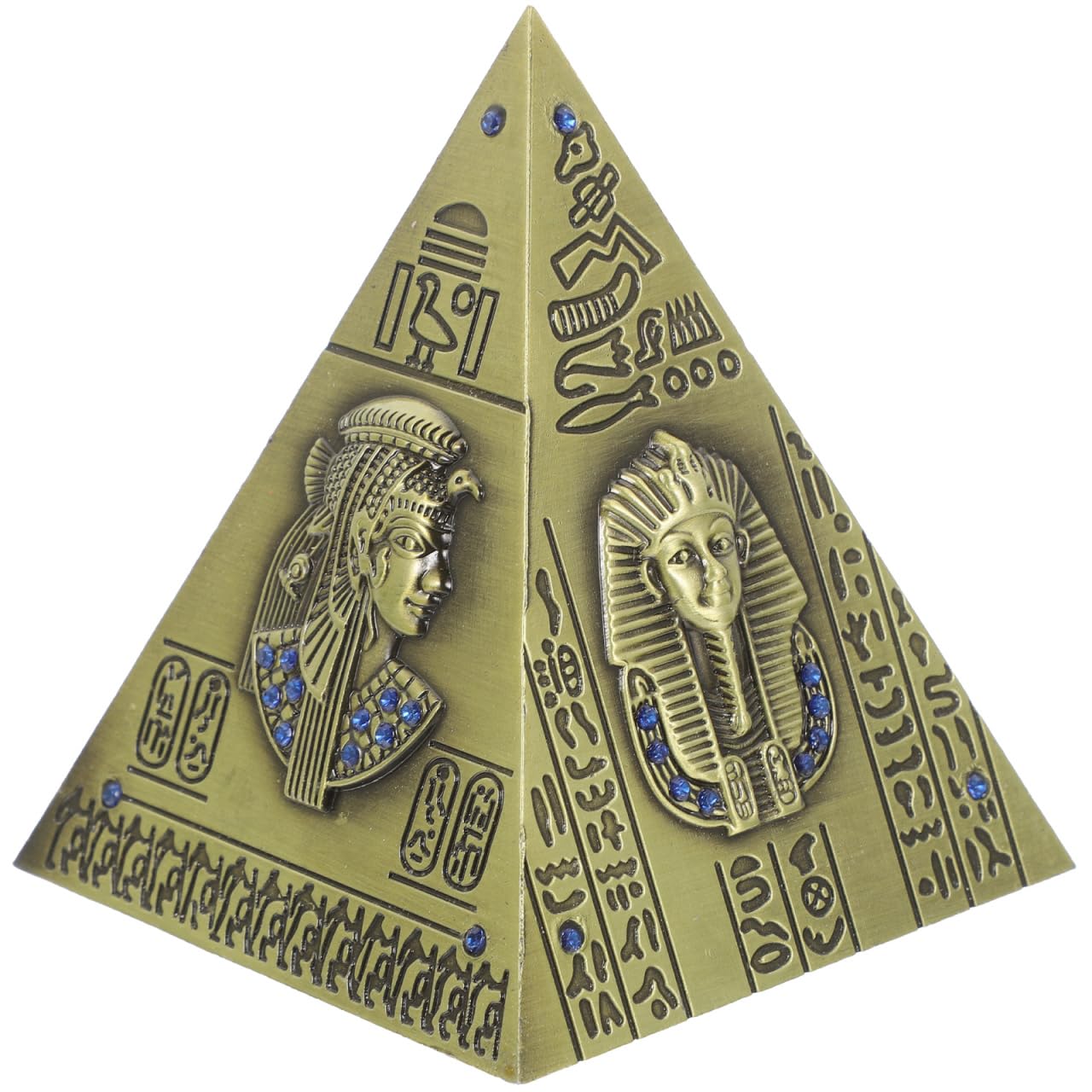 DECHOUS Egyptian Decor Pyramid Statue - Small Metal Ancient Egypt Meditation Pyramid Ornament Gifts for Souvenirs Home Office Building Model, 8.7 Inch