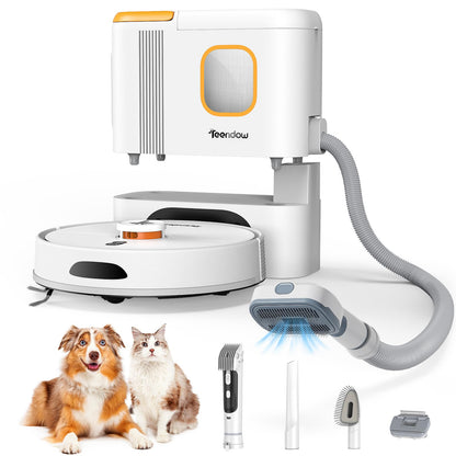 Teendow D20S Max+ Robot Vacuum and Mop, Specifically Handling Pet Hair Design, 6000Pa Max Suction, with Self-Empty Dock, 10 Weeks Hands-Free Cleaning, PreciSense LiDAR Navigation, App & Voice Control